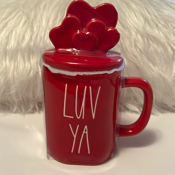 RAE DUNN LUV YA Mug with Heart Lid NEW - Picture 1 of 5